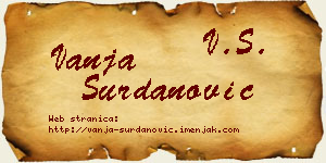 Vanja Surdanović vizit kartica